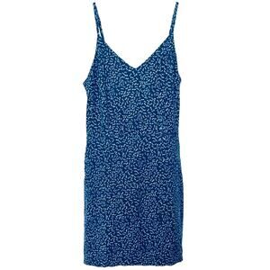 UNIVERSAL THREAD MIDI SUMMER DRESS, WOMENS, M, NAVY/LIGHT BLUE GEOMETRIC PATTERN